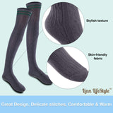 Lian LifeStyle Women's 4 Pairs Over Knee High Thigh High Cotton Socks Size 6-9(White) 4p1c5