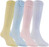 Lian LifeStyle Charming Unisex Baby 4 Pairs Knee High Cotton Socks Size 6M-36M