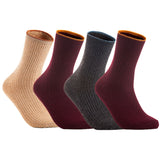 Lian LifeStyle Women's 4 Pairs Cute & Comfortable Wool Crew Socks Size 6-9 HR1612, Color (Beige, Claret, DarkGrey, Wine)