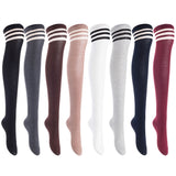 Lian LifeStyle Big Girl's Women's 3 Pairs Thigh High Cotton Socks Size 6-9 L1022