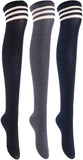 Lian LifeStyle Women's 3 Pairs Adorable Comfortable Soft Thigh High Over Knee High Cotton Socks Size 6-9 L1022(Black, Dark Grey, Navy)