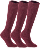 Lian LifeStyle Big Girl's Women 3 Pairs Knee High Wool Crew Socks HR1412 Size 6-9