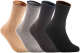 Lian LifeStyle Big Girls Women's 4 Pairs Durable Wool Crew Socks HR1612 Size 6-9