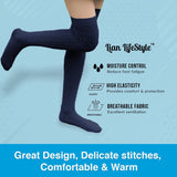 Lian LifeStyle Women's 3 Pairs Adorable Comfortable Soft Thigh High Over Knee High Cotton Socks Size 6-9 L1024(Navy)