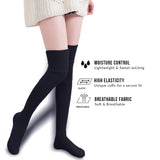 AATMart Women's 2 Pairs Awesome Comfortable Soft & Super Durable Thigh High Cotton Socks | Perfect as Winter & Spring Socks J1025 Size 6-9(Black)