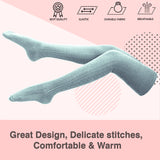 AATMart Women's 2 Pairs Awesome Comfortable Soft & Super Durable Thigh High Cotton Socks | Perfect as Winter & Spring Socks J1025 Size 6-9(Sky Blue)
