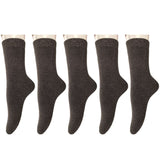 Lian LifeStyle Perfect Fit Women's 5 Pairs Wool Crew Socks For Healthy Feet. Cozy, Cute, and Comfortable Size 6-9 LK1602 (Coffee)