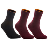 Lian LifeStyle Women's 3 Pairs Cute & Comfortable Wool Crew Socks Size 6-9 HR1612, Color (Black, Claret, Wine)