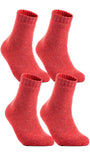 4 Pairs High Performance Men's Wool Socks, Breathable, Lightweight Moisture Wicking Crew Socks as Hiking and Running Socks One Size LK02(Red)