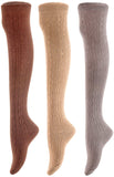 Lian LifeStyle Big Girl's Women's 3 Pairs Knee High Thigh High Cotton Socks Size 6-9 L1024