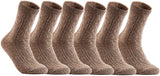 Lian LifeStyle Big Girl's Women's 6 Pairs Wool Blend Crew Socks HR1613 Size 6-9