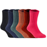 Children's Durable, Stretchable, Thick & Warm Wool Crew Socks. Perfect as Winter Snow Sock and All Seasons FS01, 6 Pair, Size 4Y-6Y, Black, Navy, DarkGrey, Coffee, Wine, Red